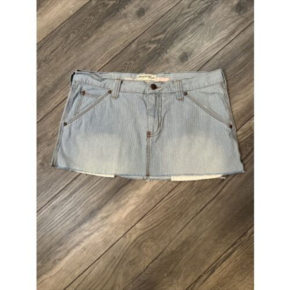 Abercrombie & Fitch Size 6 Skirt Denim Micro Mini Y2K Striped Blue VTG